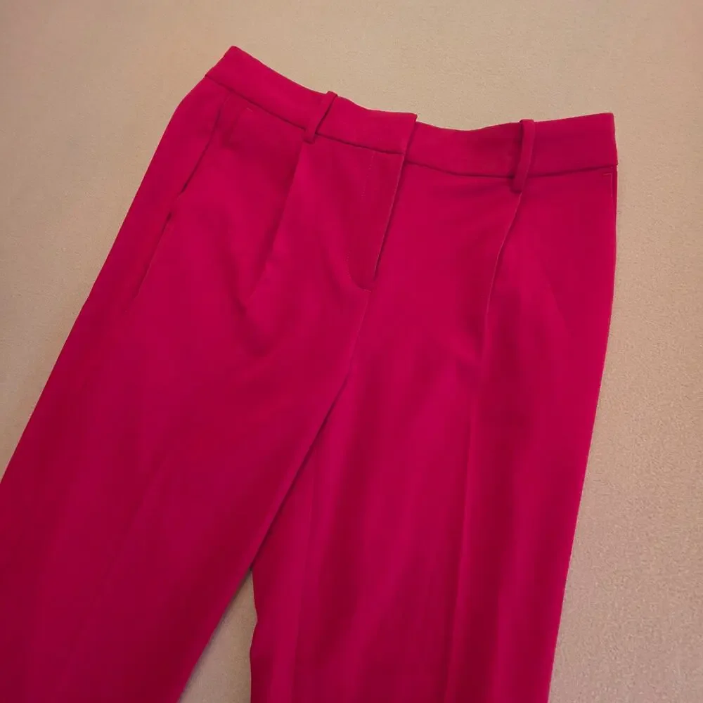 J.Crew Red Pleated Trouser Pants Sz 10 High-Waist Straight-Leg